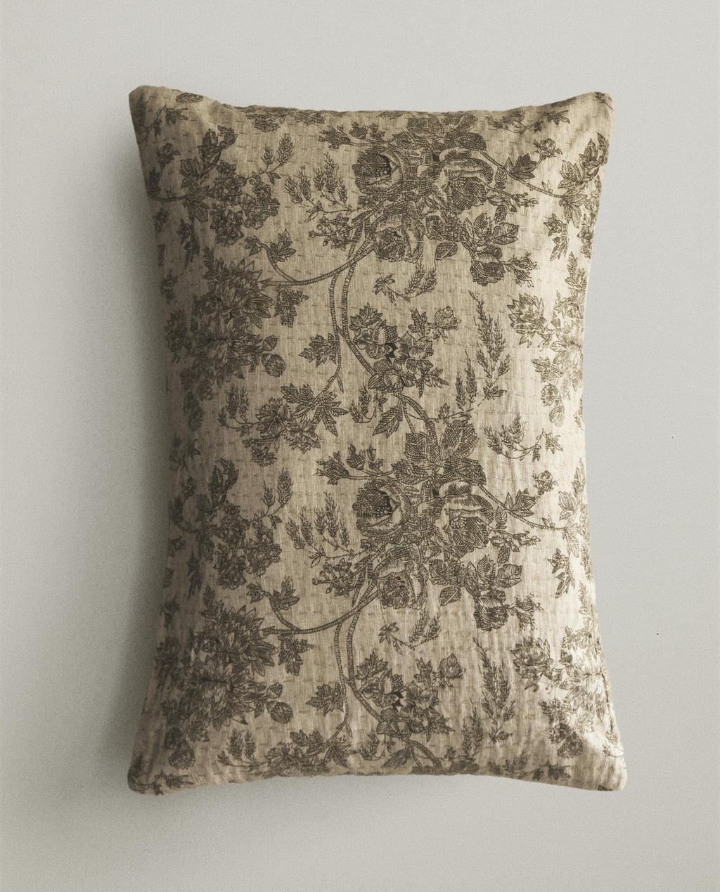 CAPA DE ALMOFADA ALGODÃO E LINHO FLORAL