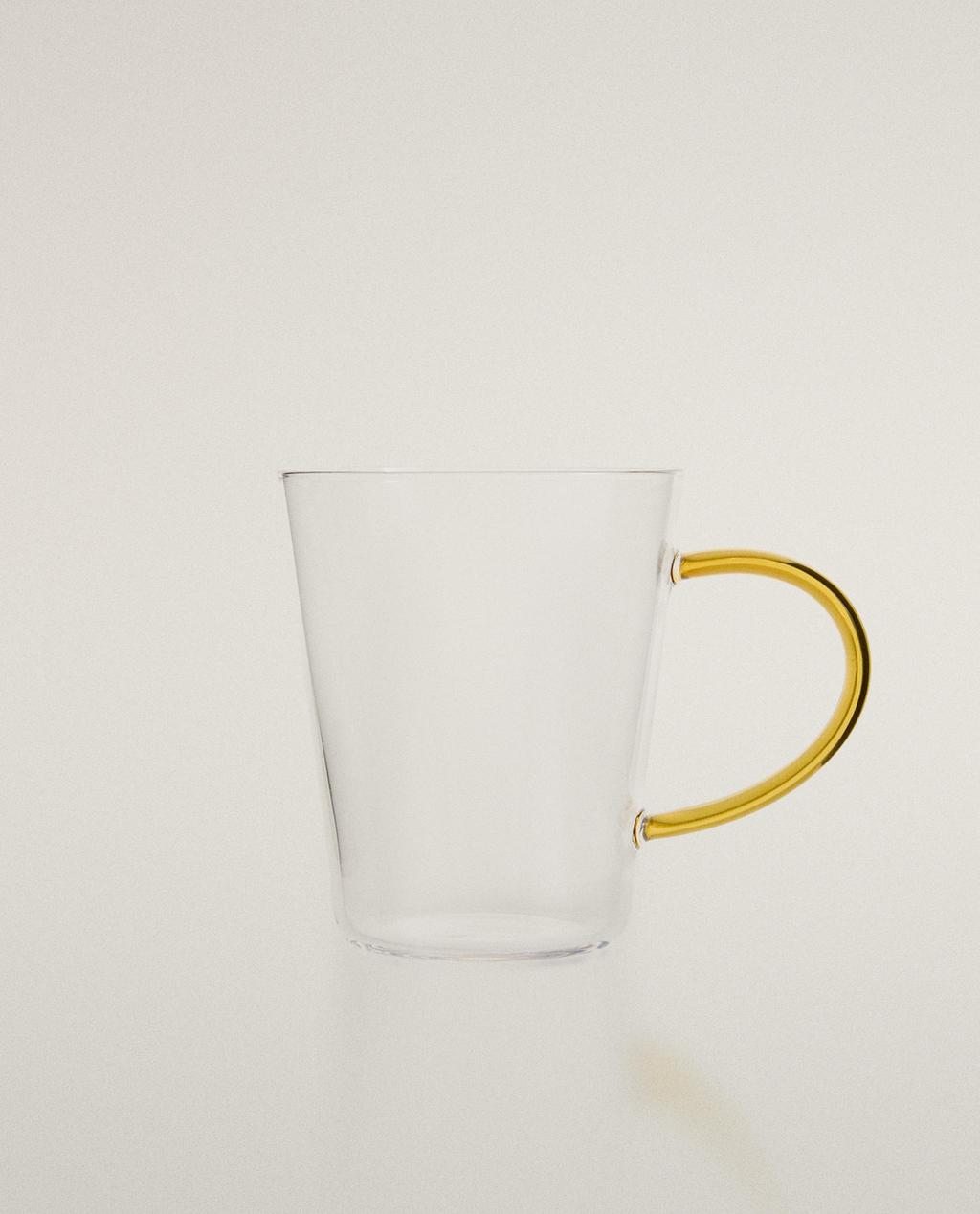 BOROSILICATE GLASS MUG WITH COLOURED HANDLE