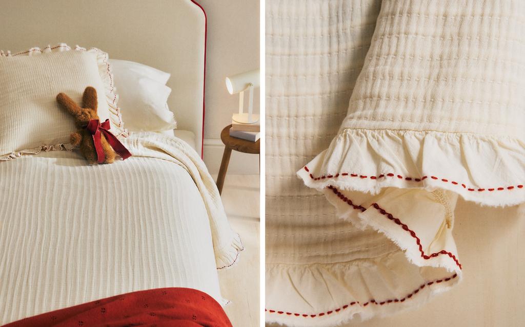 KIDS' TEXTURED BEDSPREAD WITH RUFFLE TRIM