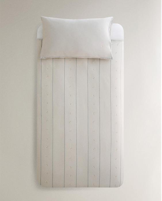 CHILDREN'S FLORAL AND STRIPED DUVET COVER