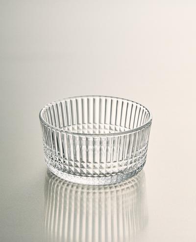 GLASS MINI BOWL WITH RAISED GEOMETRIC DESIGN