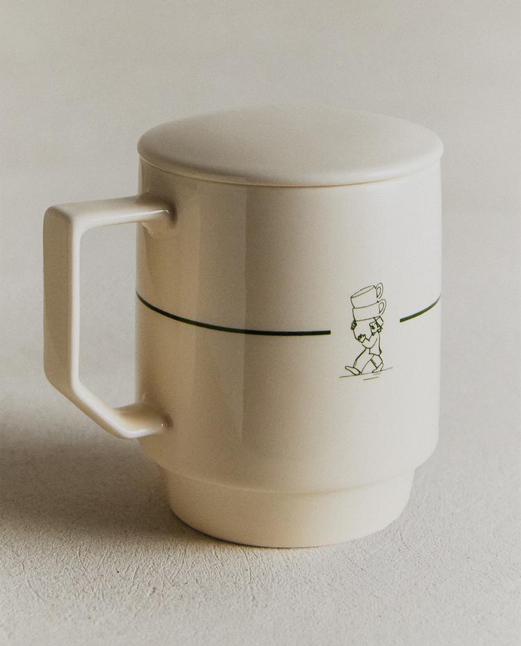 STONEWARE COFFEE CUP WITH LID