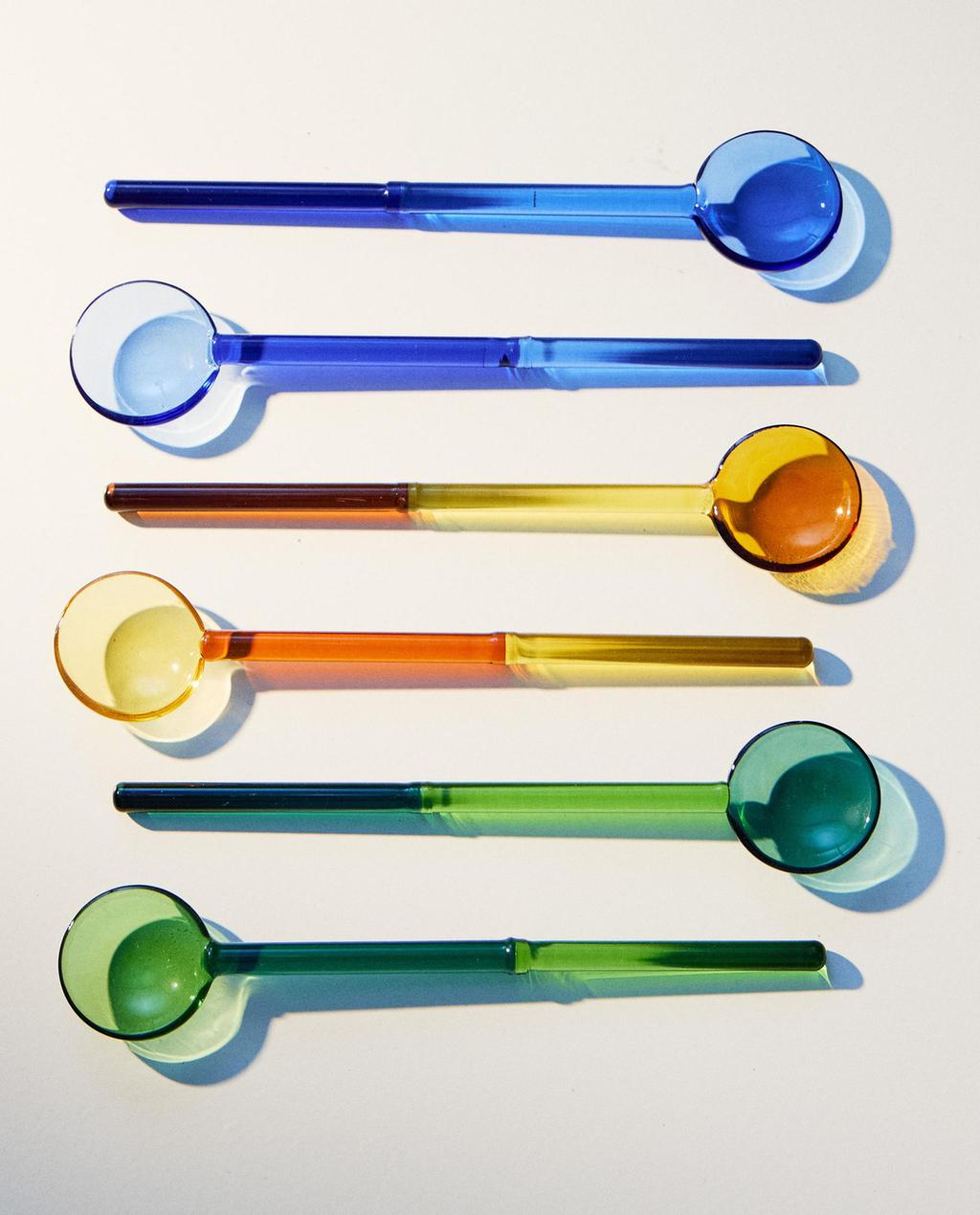 PACK OF COLOURED BOROSILICATE ICE CREAM DESSERT SPOONS (PACK OF 6)