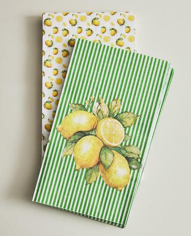 LOT DE 30 SERVIETTES DE TABLE PAPIER CITRONS