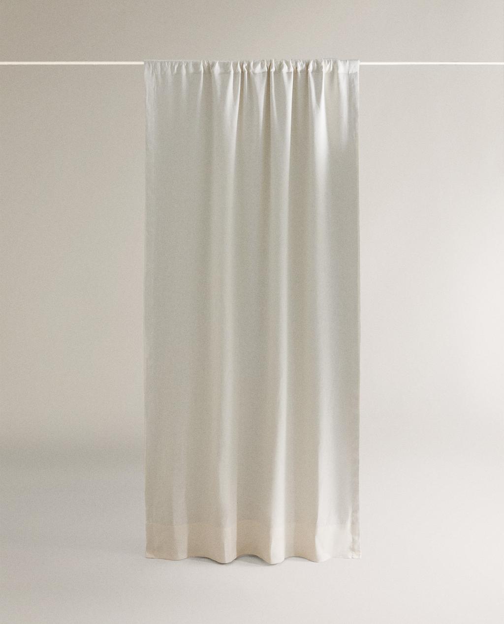 WHITE BLACKOUT LINEN CURTAIN