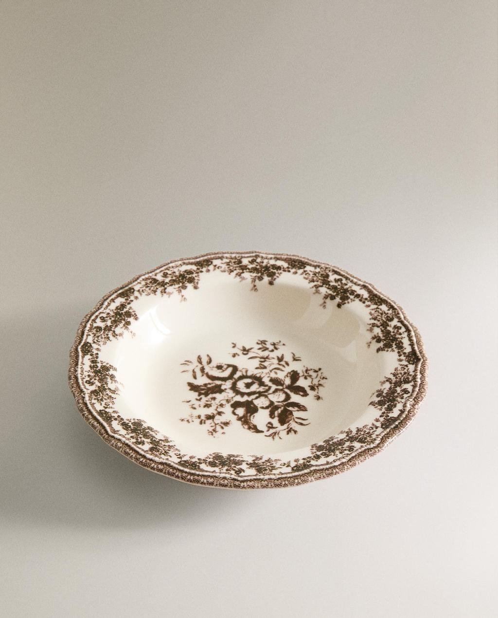 ASSIETTE CREUSE FAÏENCE FLORALE