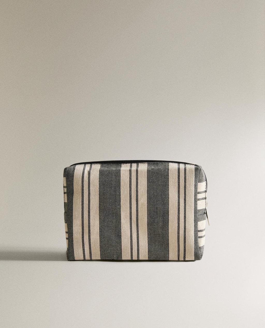 TROUSSE DE TOILETTE IMPERMÉABLE COTON RAYÉ