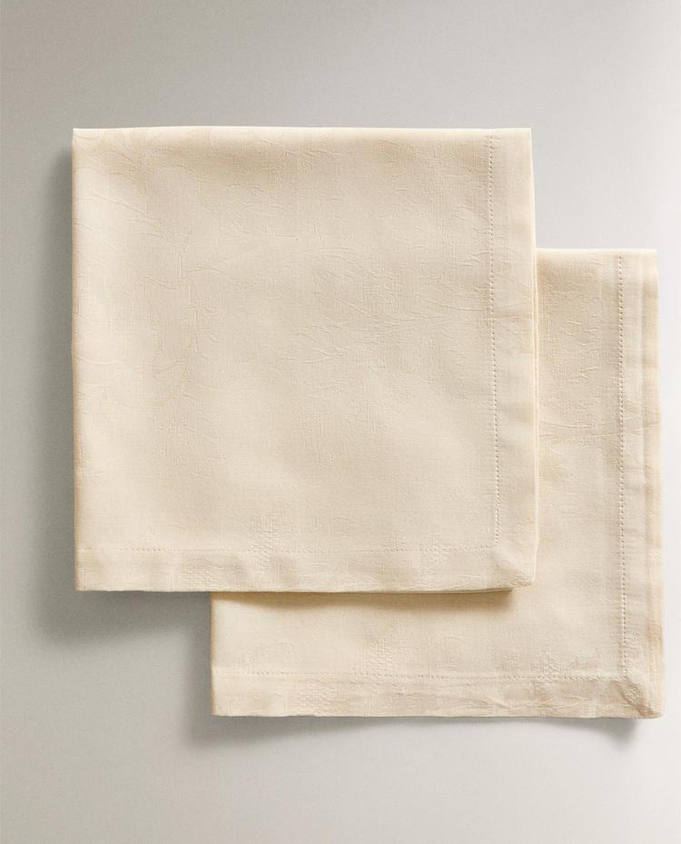 SET OF JACQUARD NAPKINS WITH ROSES (SET OF 2)