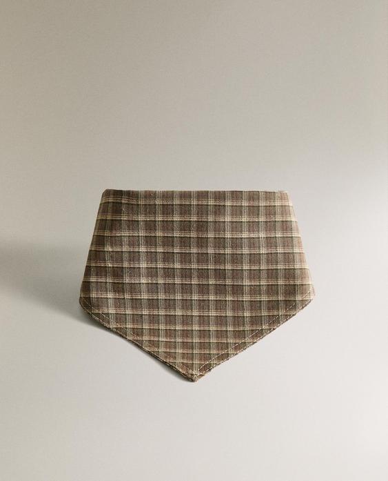 CHECK COTTON AND LINEN PET BANDANA