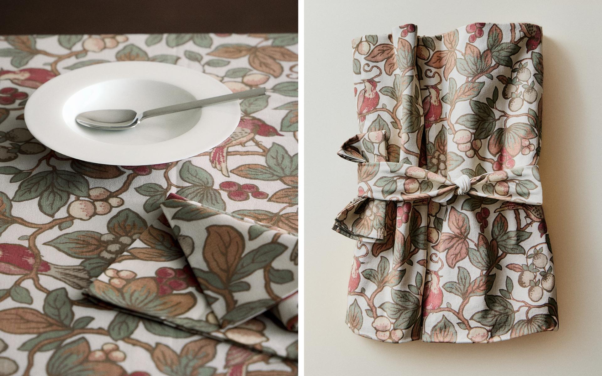 FLORAL AND BIRD PRINT COTTON TABLECLOTH | KATHARINE POLE