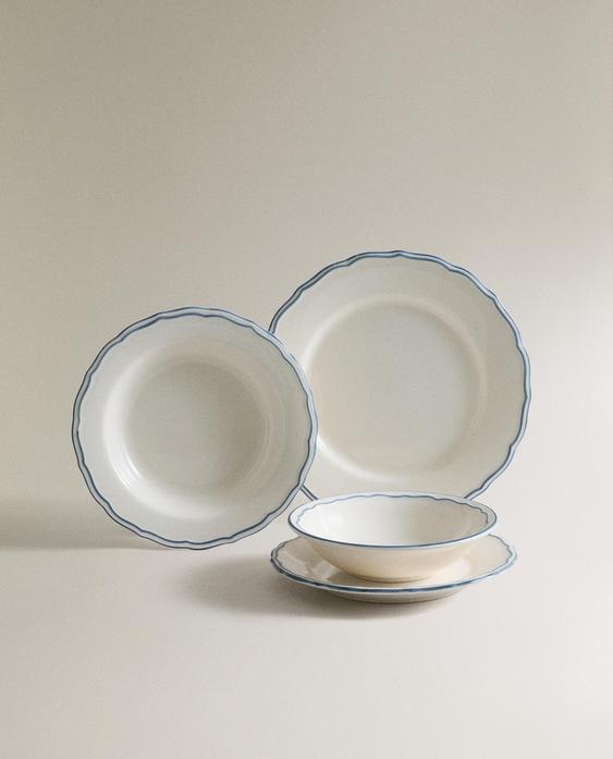 BLUE RIM DINNER SET