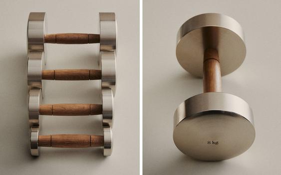 OAK WOOD AND STEEL DUMBBELL