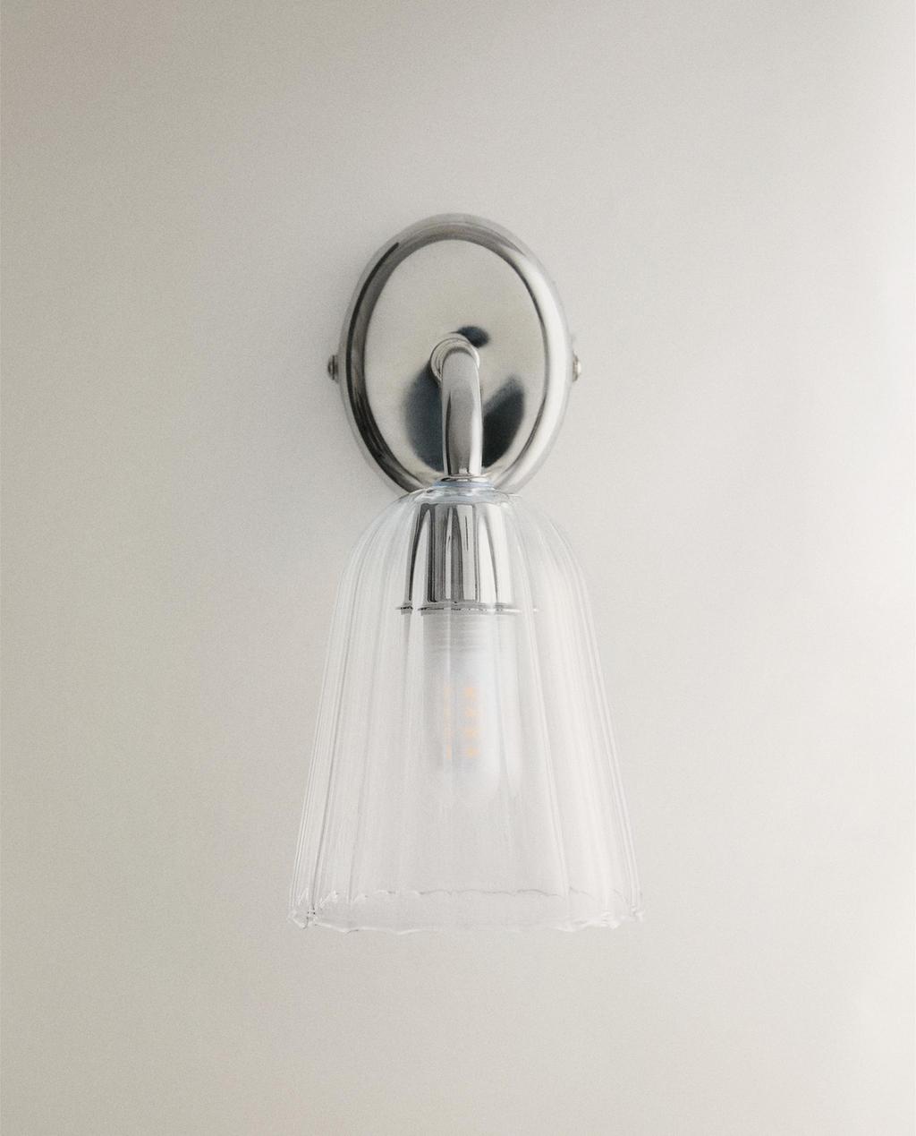 LAMPE | APPLIQUE MURALE VERRE ET FER