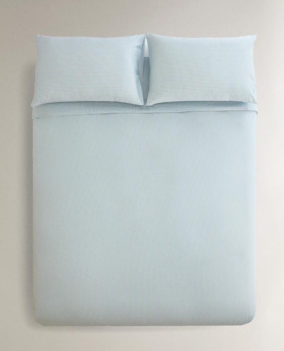 HOUSSE DE COUETTE SATIN RAYURES DÉLAVÉ (300 FILS)