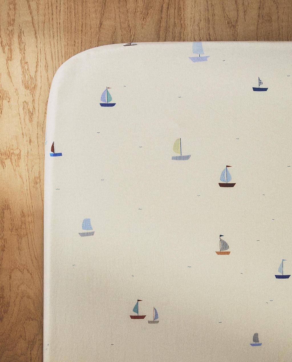 DRAP-HOUSSE ENFANT COTON BATEAUX