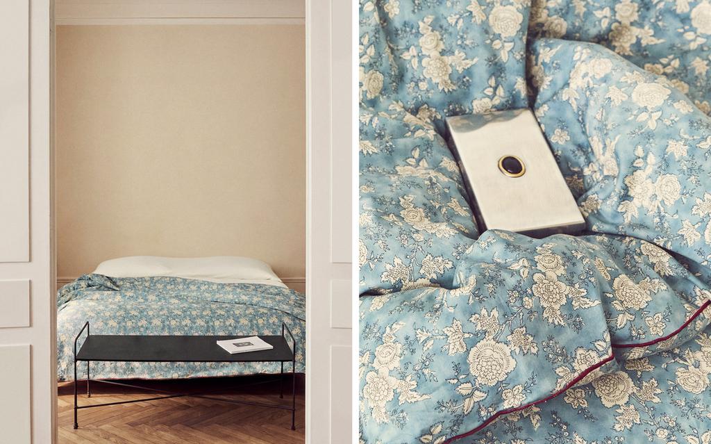 FLORAL SATIN DUVET COVER WITH PIPING
