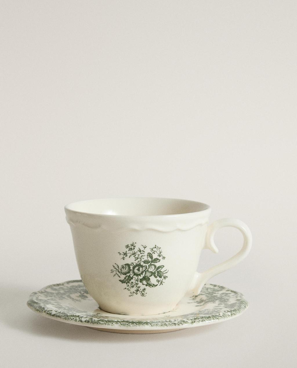 FLORAL TEACUP AND SAUCER