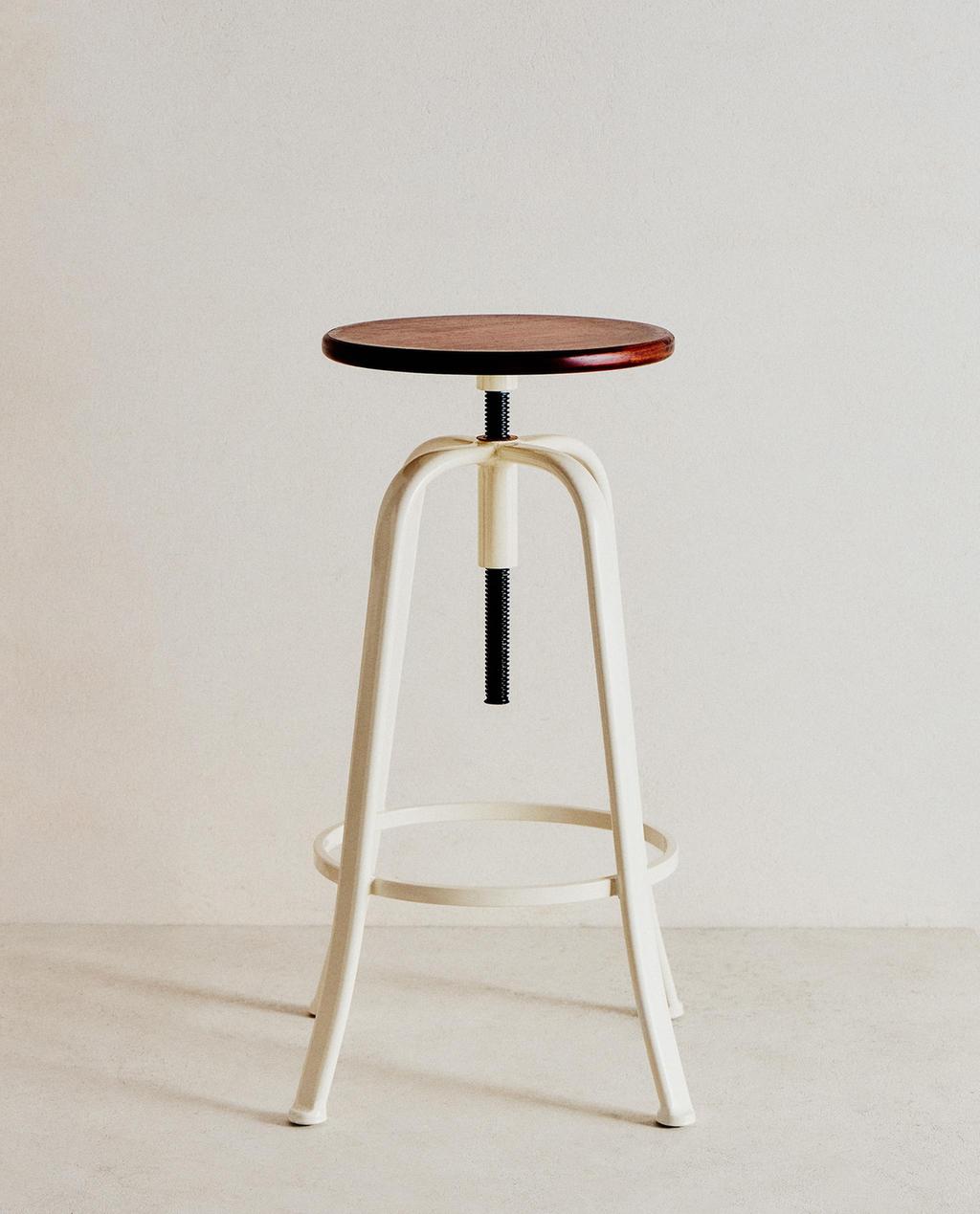 WOOD AND METAL SWIVEL STOOL