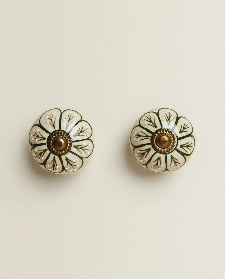 PACK OF CERAMIC FLOWER DOOR KNOBS (PACK OF 2)