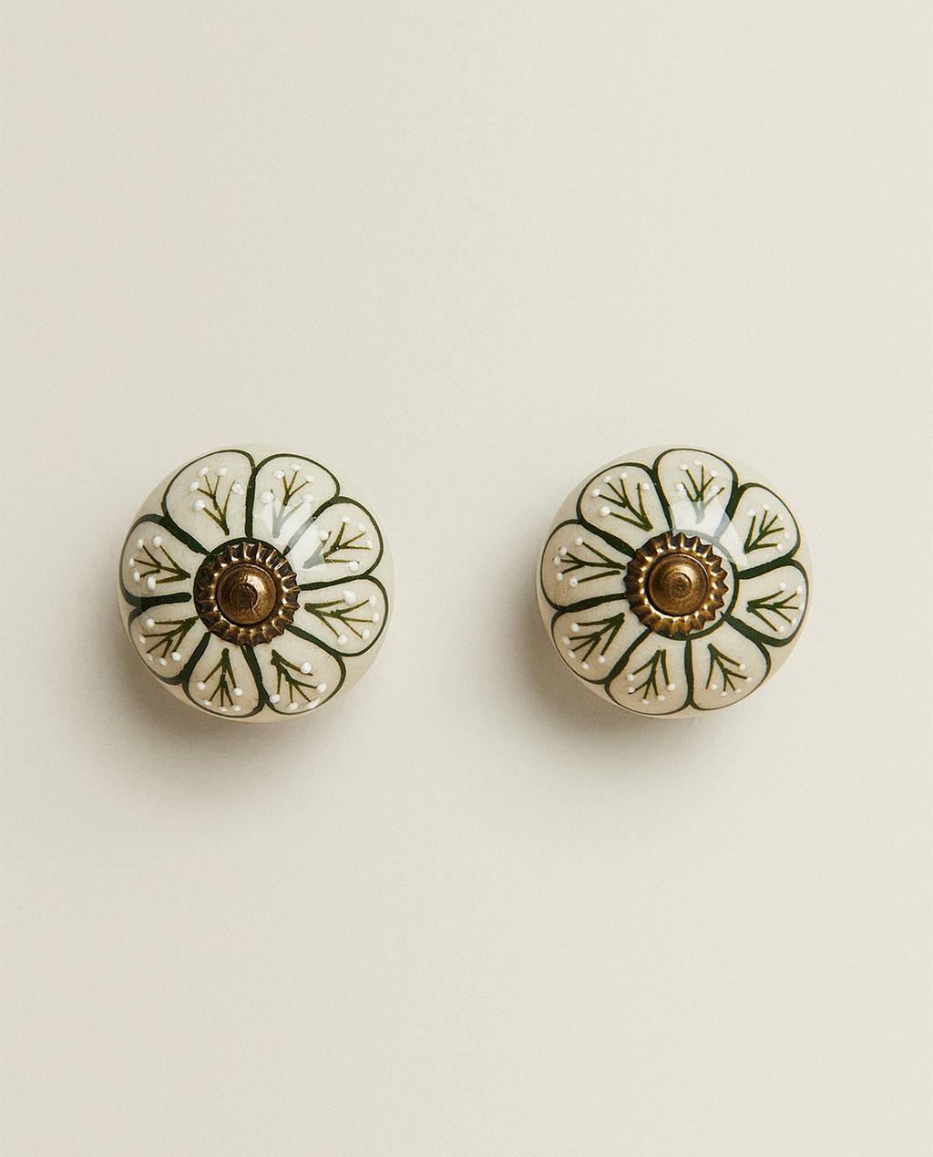 PACK OF CERAMIC FLOWER DOOR KNOBS (PACK OF 2)