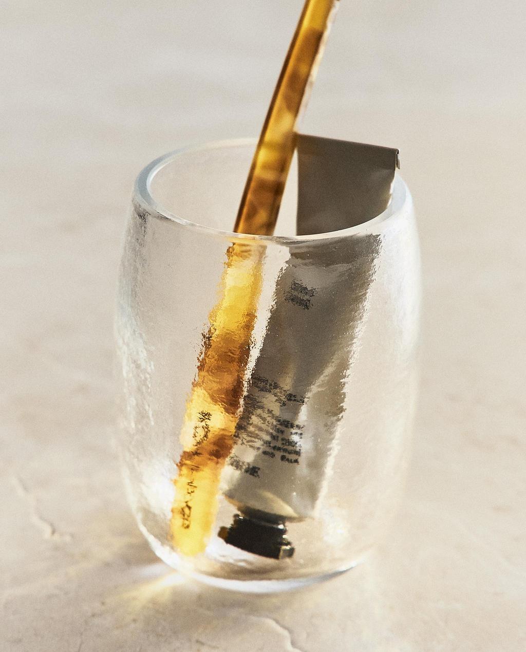 TEXTURED GLASS TOOTHBRUSH TUMBLER