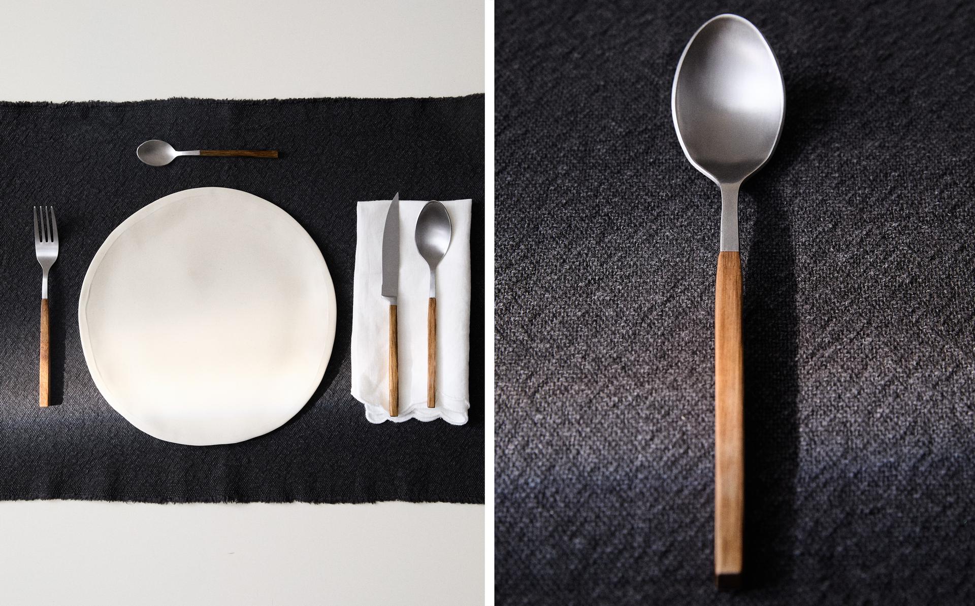 AHŞAP SAPLI ÇATAL KAŞIK BIÇAK TAKIMI (4'LÜ SET)