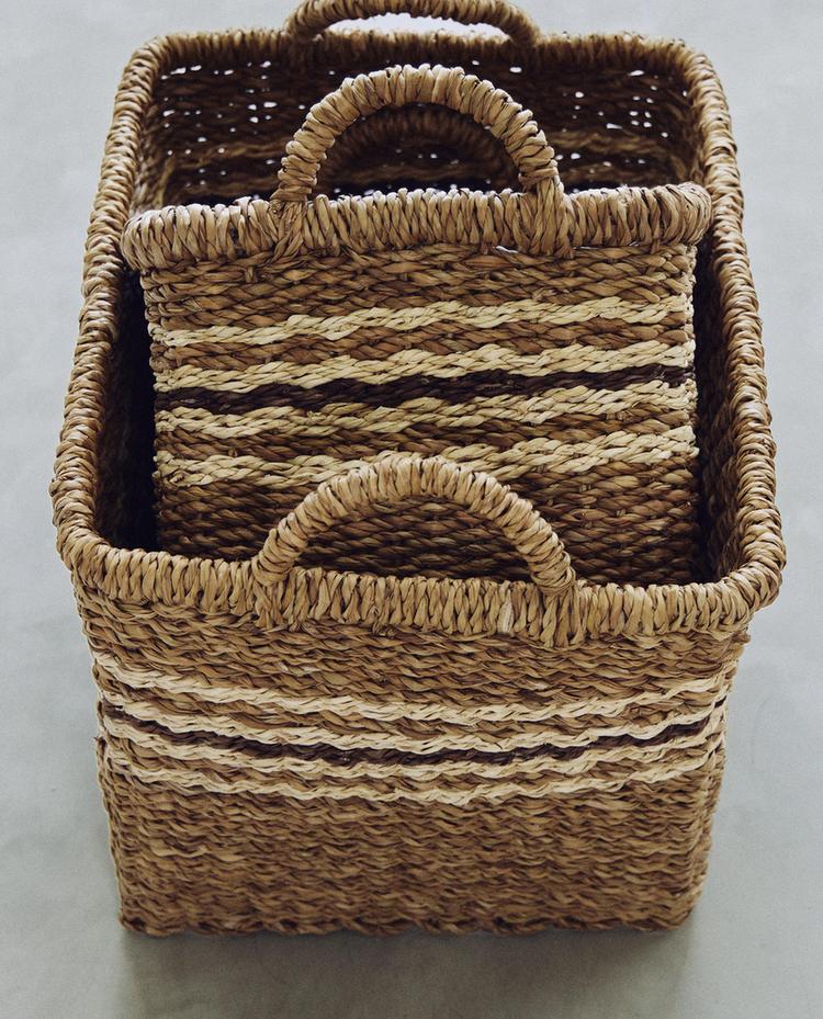 RECTANGULAR BASKET WITH STRIPES