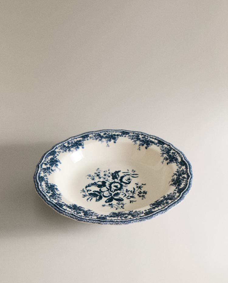 FLORAL EARTHENWARE SOUP PLATE