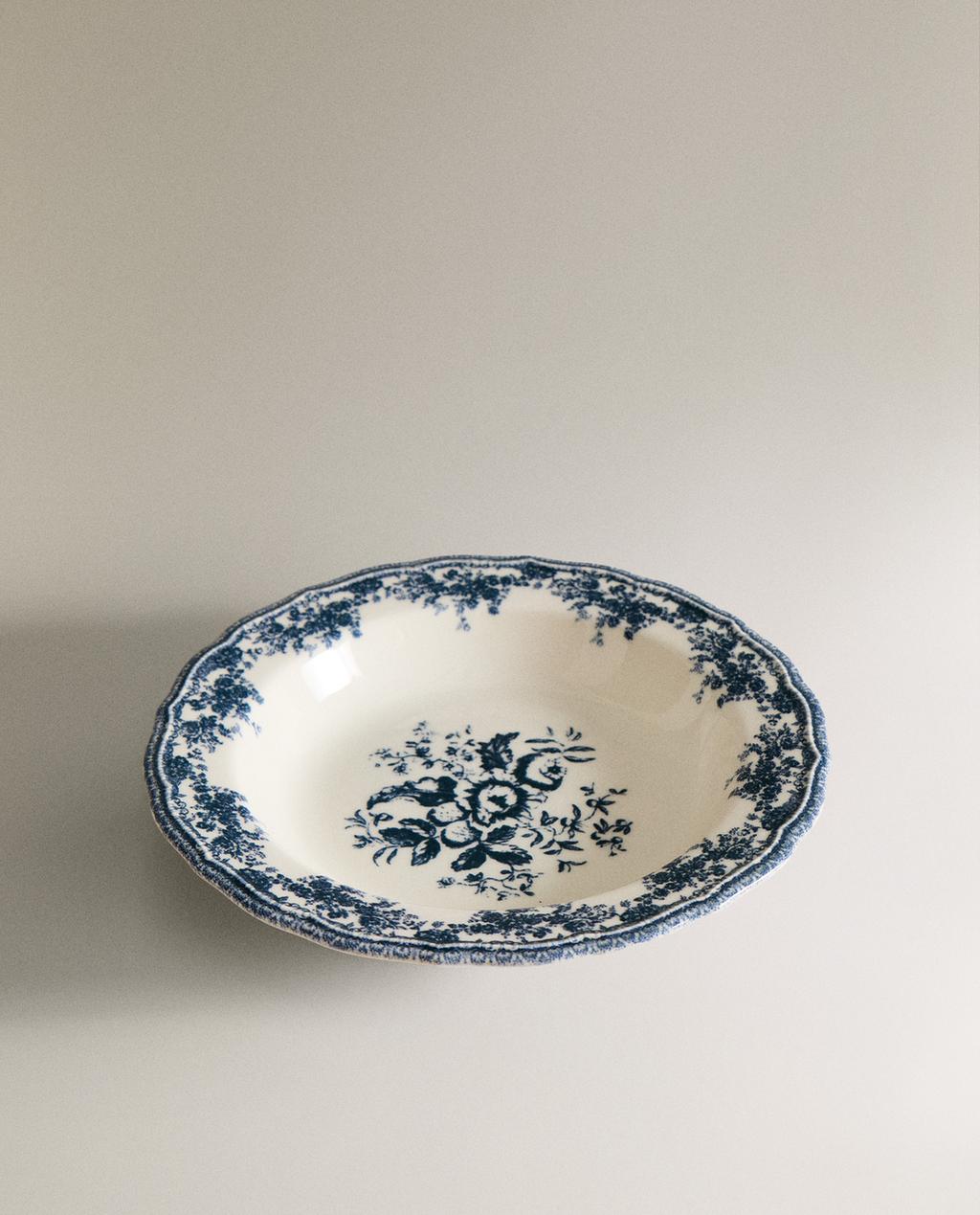 FLORAL EARTHENWARE SOUP PLATE