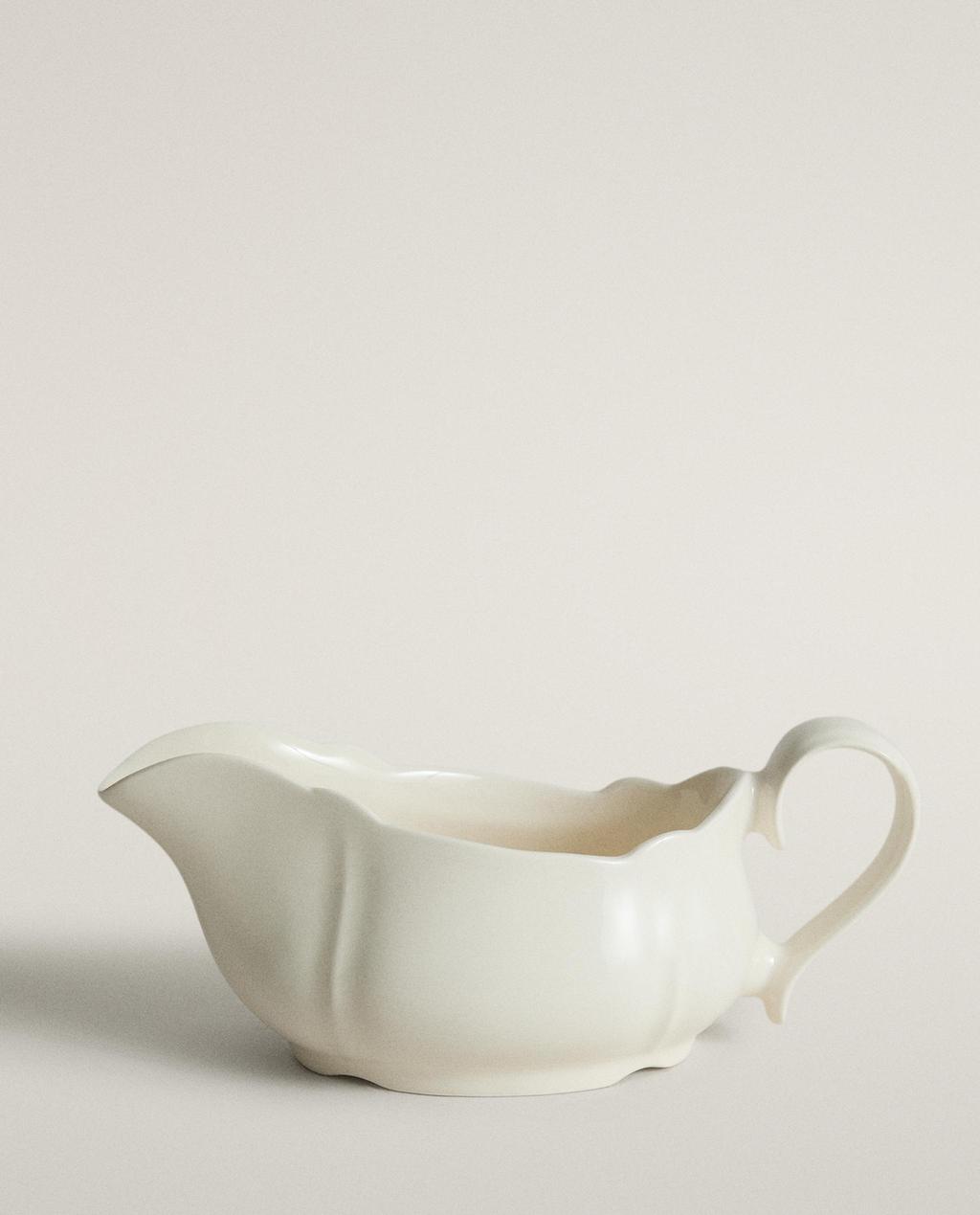 凸紋邊緣陶瓷醬汁壺