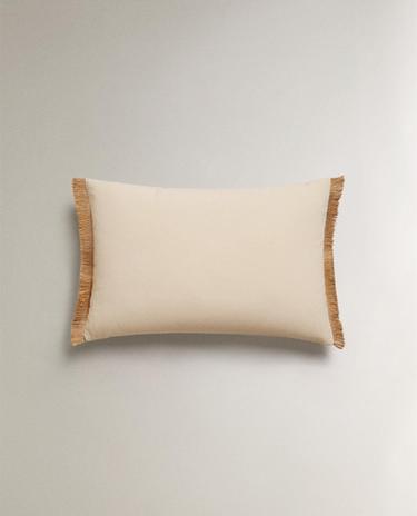 CUSHION COVER WITH JUTE FRINGING