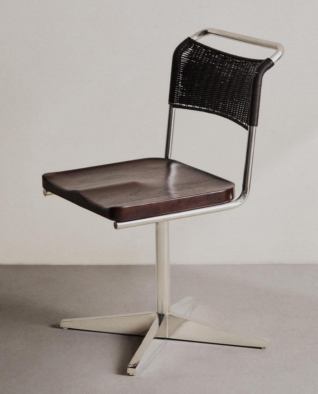 STAINLESS STEEL AND LEATHER CHAIR