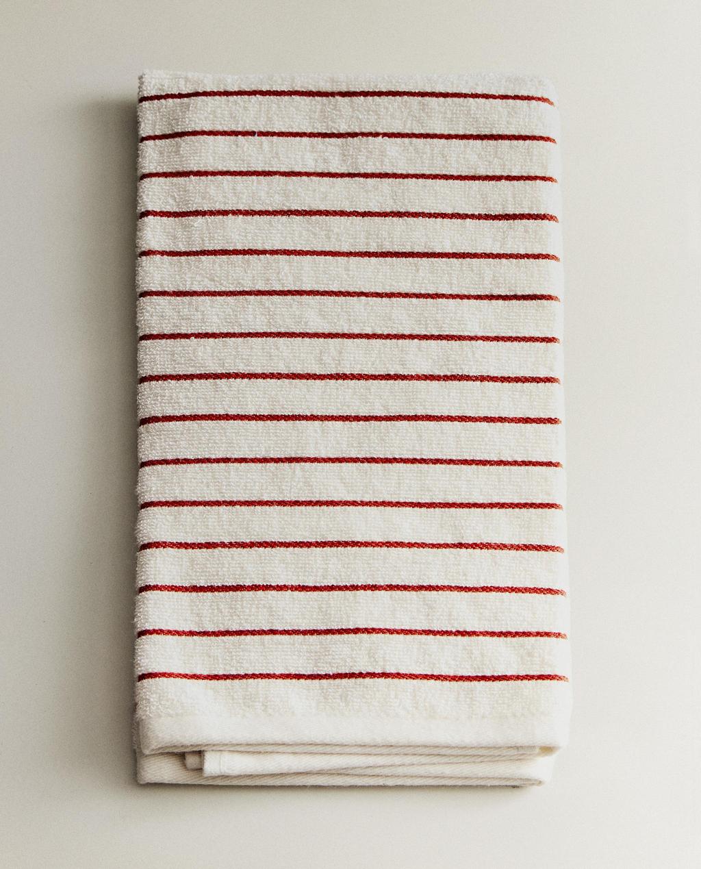 STRIPED COTTON TERRY TEA TOWEL