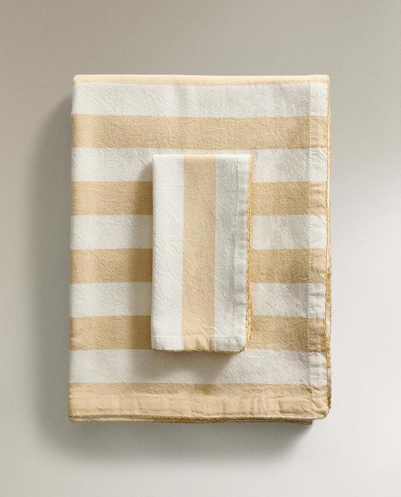 DYED THREAD STRIPED TABLECLOTH
