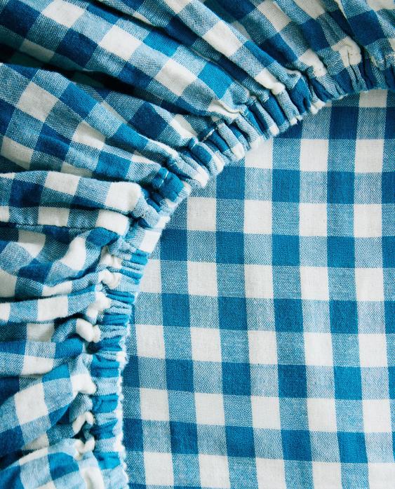KIDS' CHECK MUSLIN FITTED SHEET