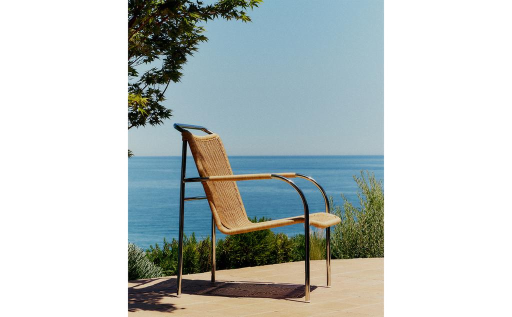 RATTAN AND STEEL ACCENT CHAIR