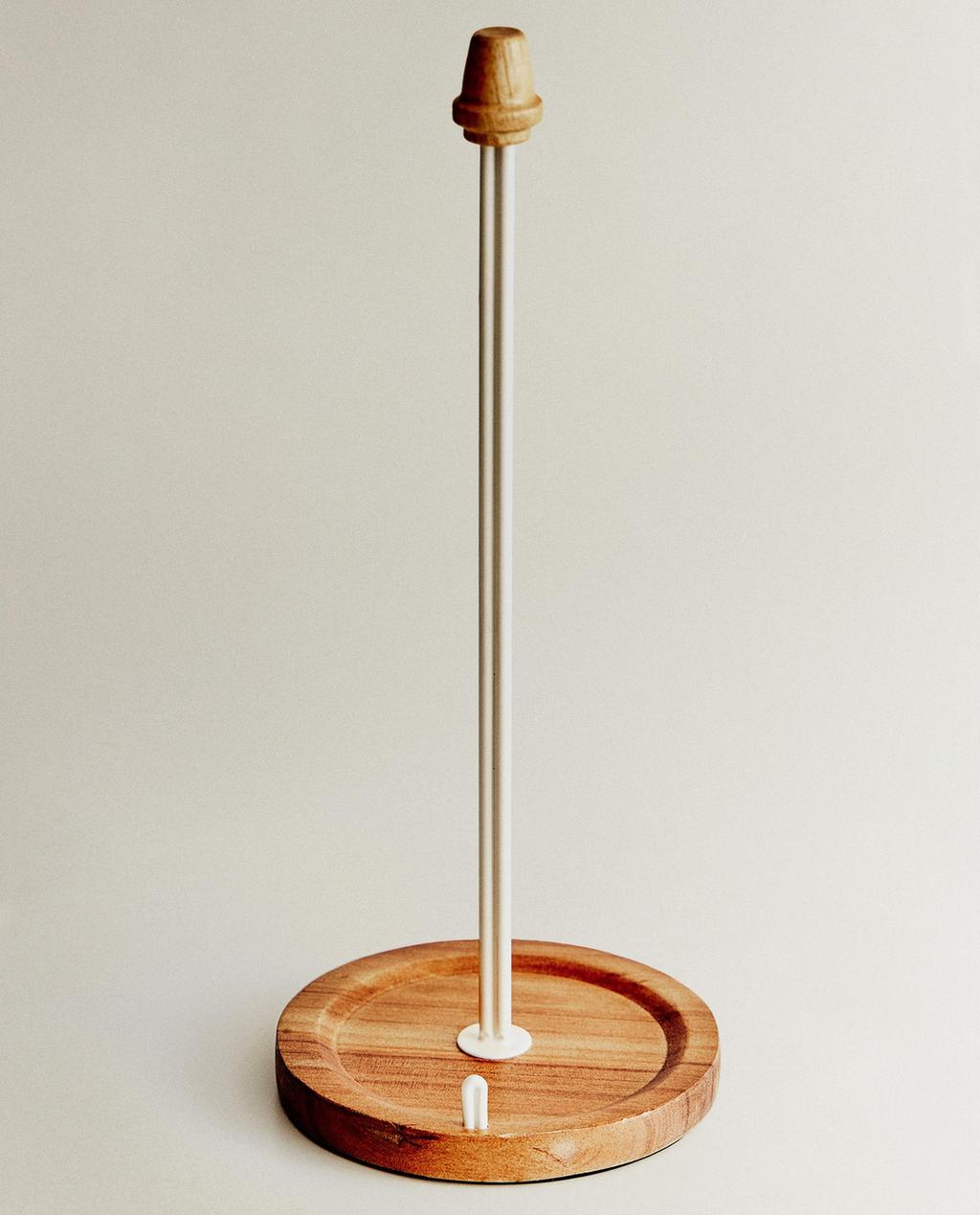 IRON AND WOOD KITCHEN ROLL HOLDER