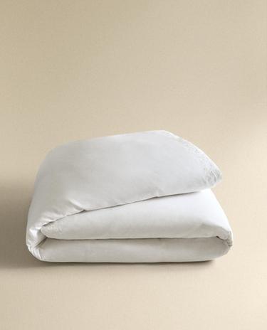 COTTON AND LINEN DUVET COVER WITH RAISED DESIGN