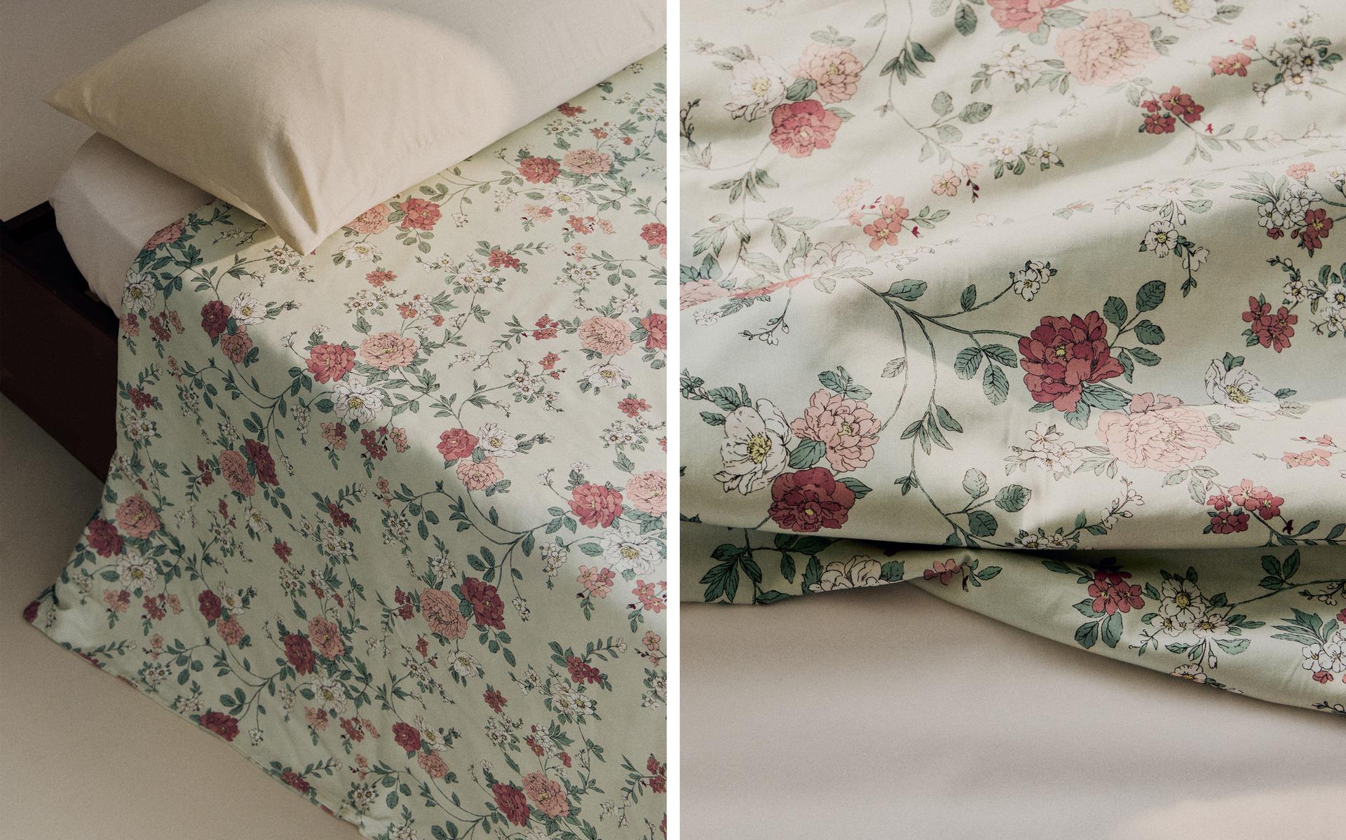 PEONY PRINT SATEEN DUVET COVER