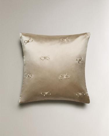 SATEEN CUSHION COVER WITH BOW