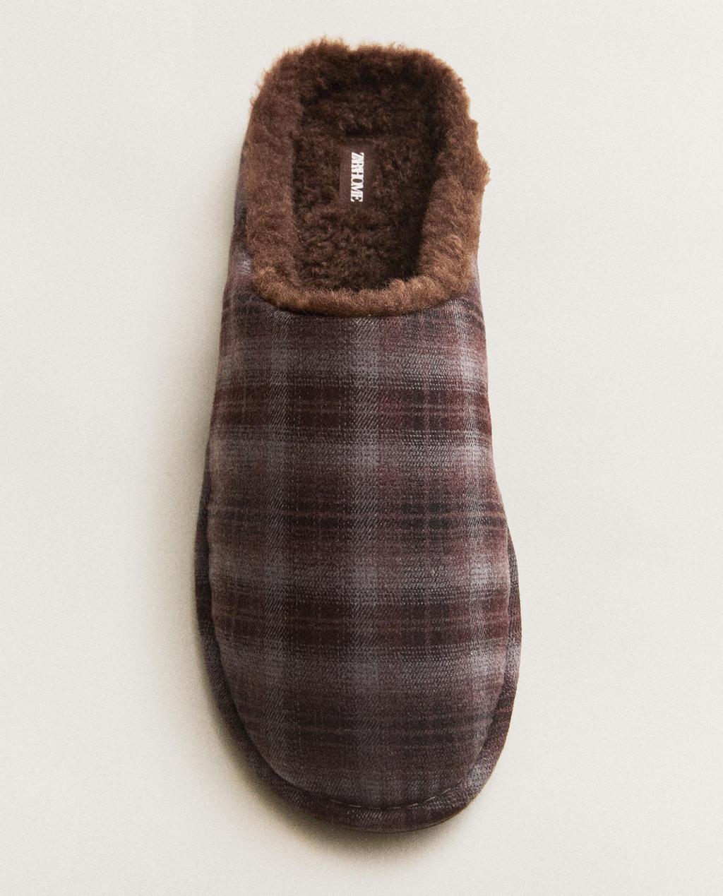WARM CHECK MULE SLIPPERS