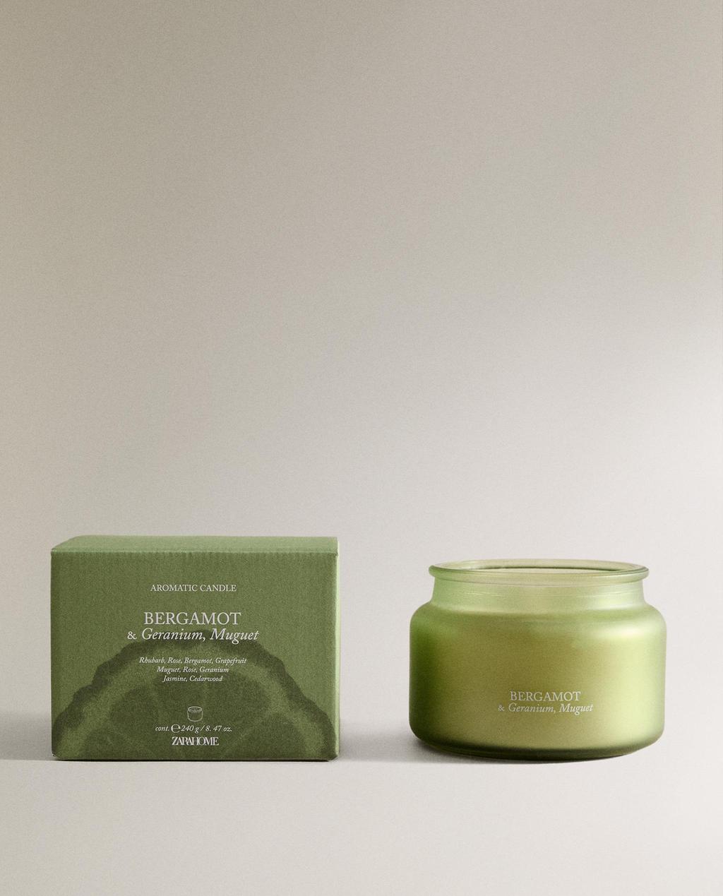 (240 G) VELA AROMÁTICA BERGAMOT & GERANIUM, MUGUET