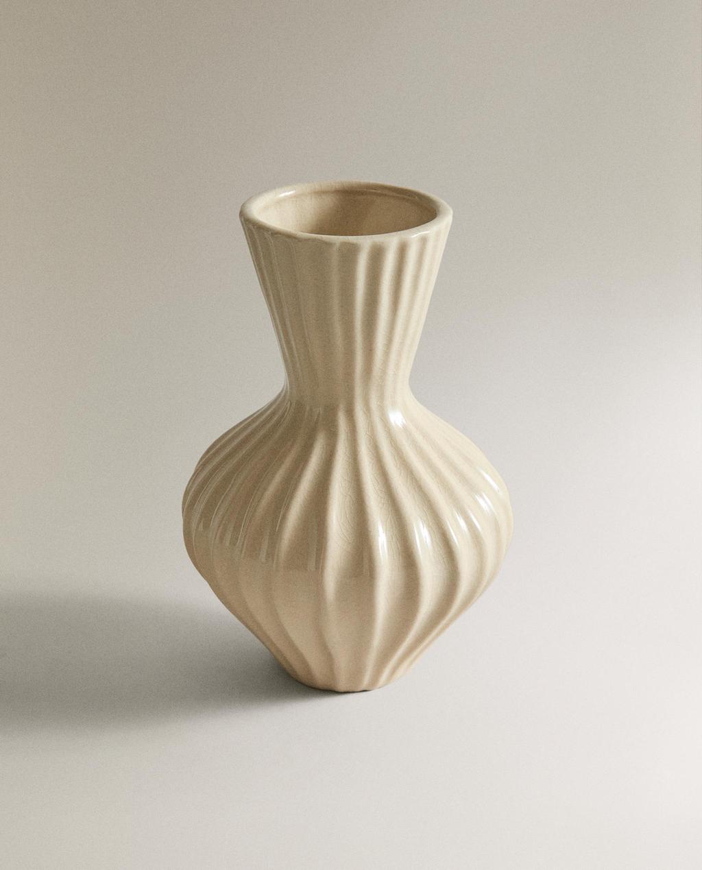 VASE RAYÉ MINI EN CÉRAMIQUE ÉMAILLÉE
