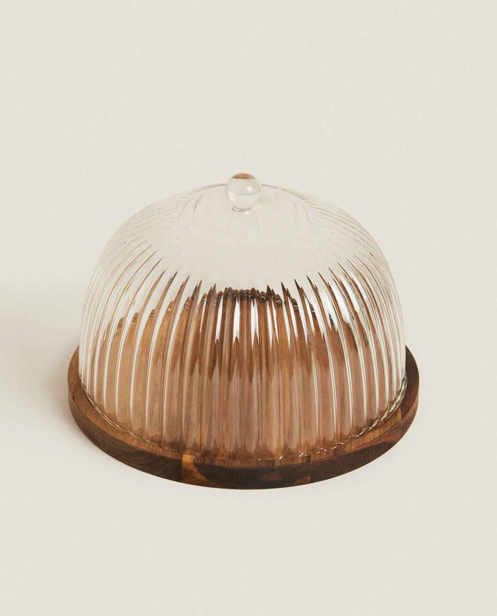 ACACIA WOOD AND BOROSILICATE GLASS CAKE STAND | Zara Home United States of America