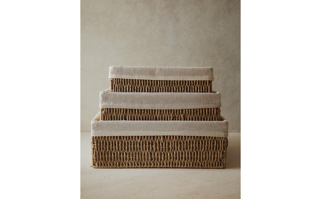 RECTANGULAR BASKET WITH COTTON LINING