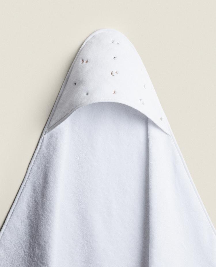 TOALLA BAÑO CAPUCHA BEBÉ LUNAS ESTRELLAS