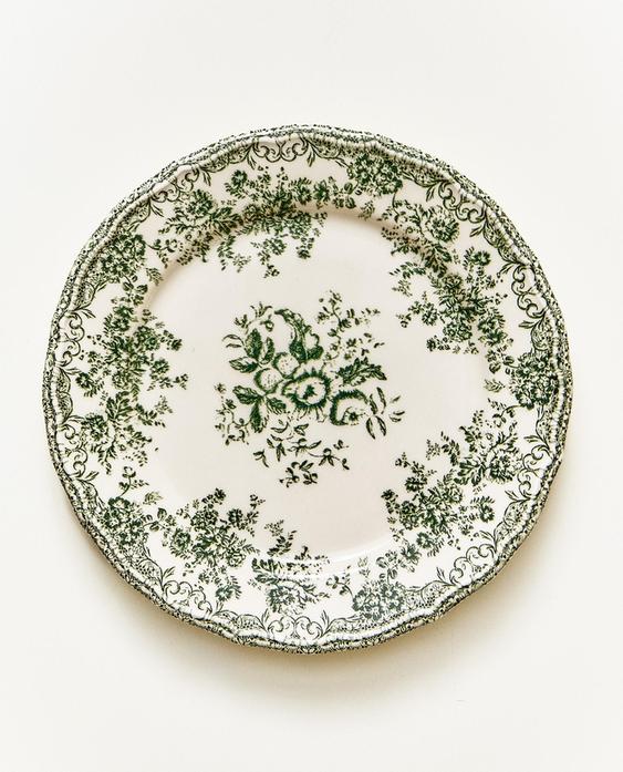 FLORAL EARTHENWARE DESSERT PLATE