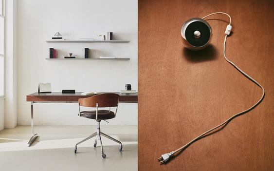 DESK, CHAIR AND SEMI-SPHERE TABLE LAMP