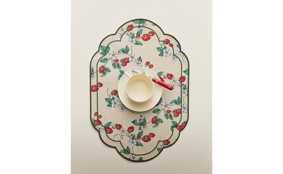 JACQUARD PLACEMAT MET AARDBEI