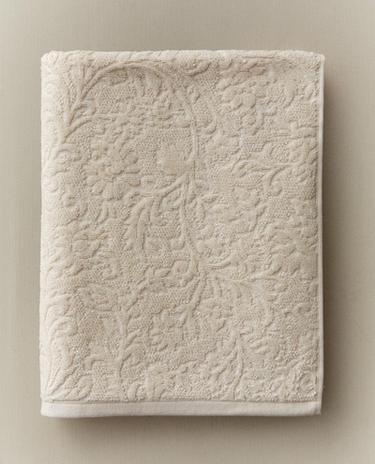 SERVIETTE DE BAIN JACQUARD FLEURS